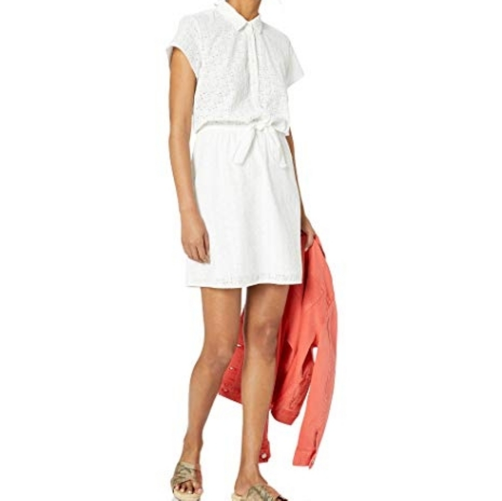 J. Crew Mercantile White Eyelet Button Front Dress
